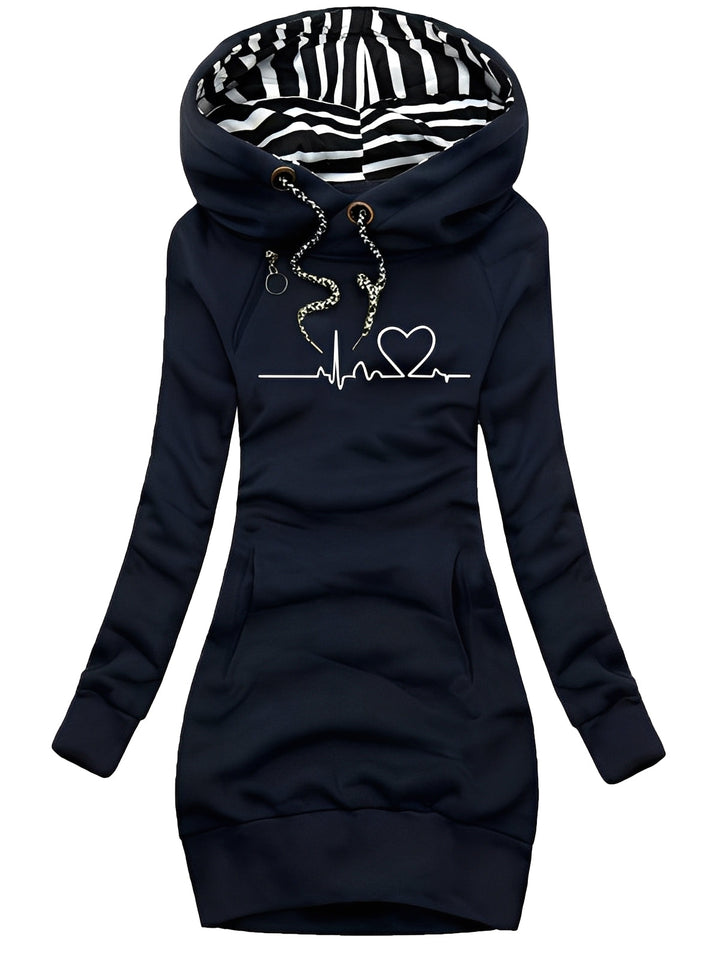 Roxanne - Abito in maglia casual stampato con cappuccio per donne 2