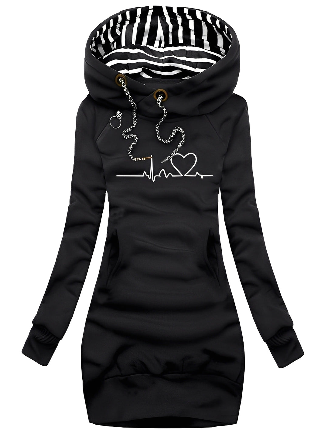 Roxanne - Abito in maglia casual stampato con cappuccio per donne 3