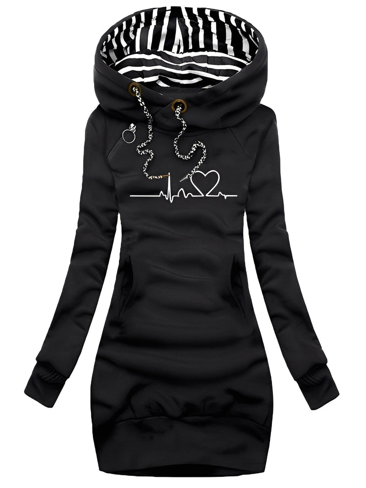 Roxanne - Abito in maglia casual stampato con cappuccio per donne 3
