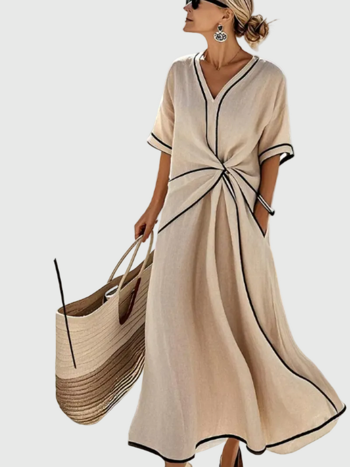 Ryza | Abito lungo drappeggiato stile costiero 0