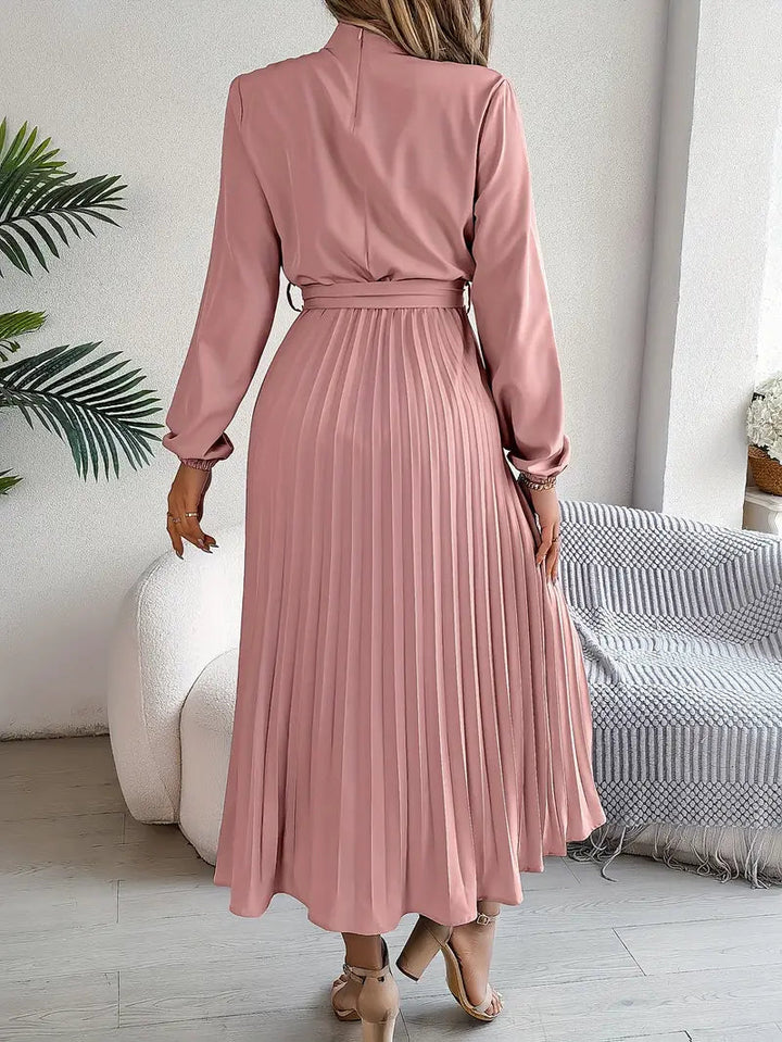 Serena™ – Abito Midi Plissettato con Maniche Lunghe e Cinturaa 7