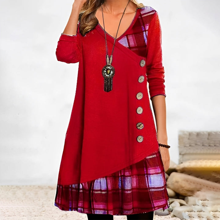 Shawnee - Abito casual patchwork con motivo a quadri per donne 0