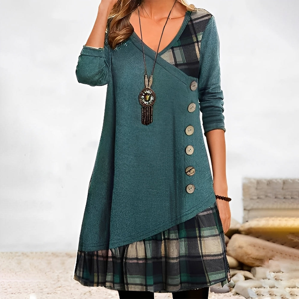 Shawnee - Abito casual patchwork con motivo a quadri per donne 1