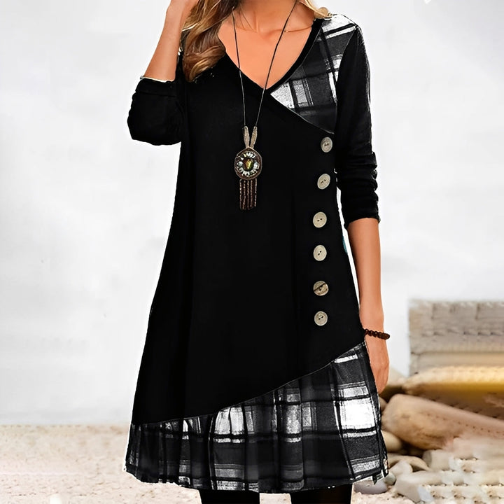 Shawnee - Abito casual patchwork con motivo a quadri per donne 2