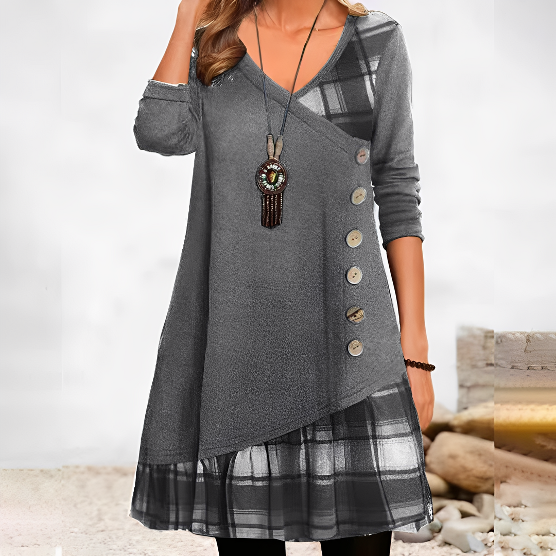Shawnee - Abito casual patchwork con motivo a quadri per donne 4