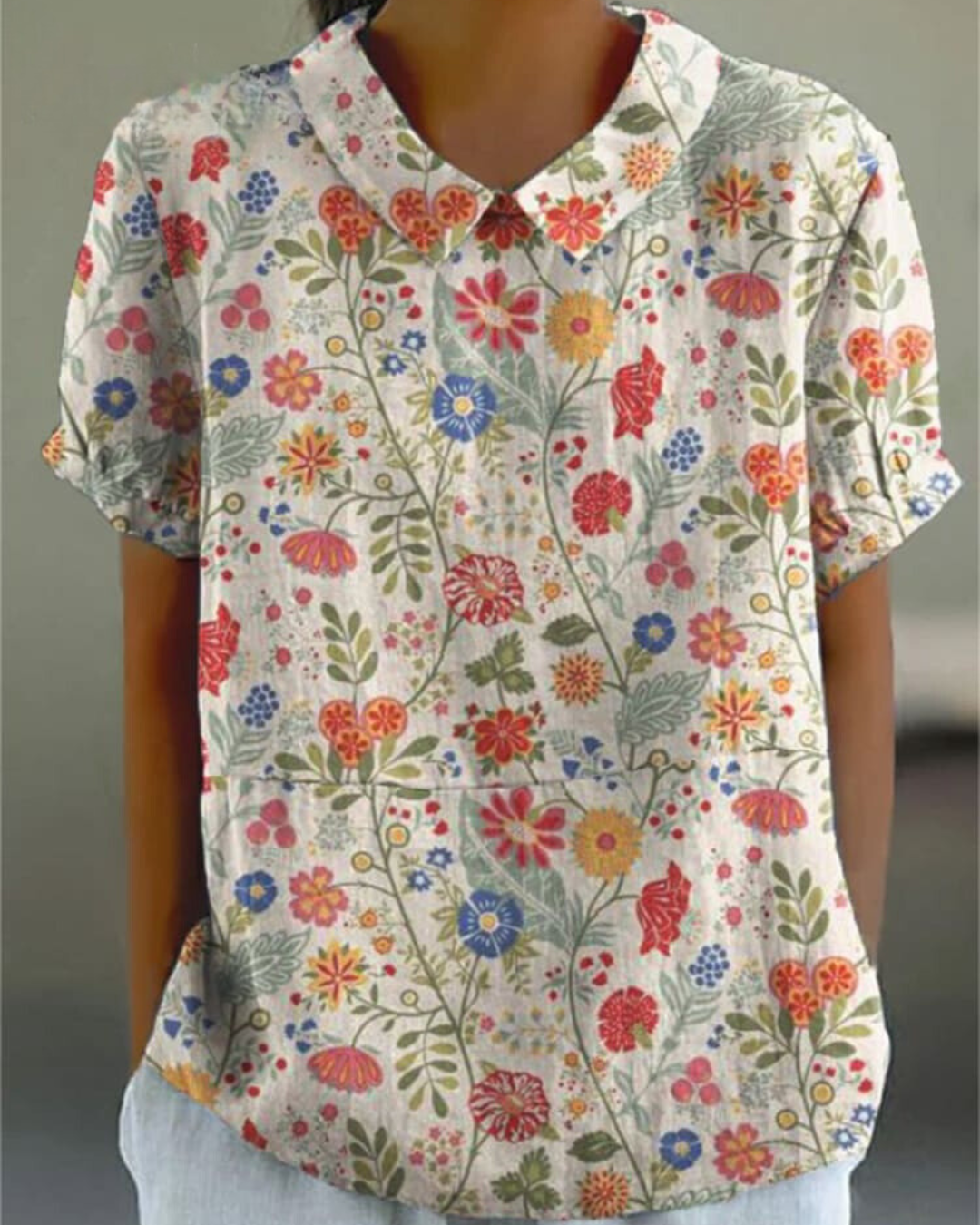Shira - Elegante camicia da donna in lino con stampa di pesci 0