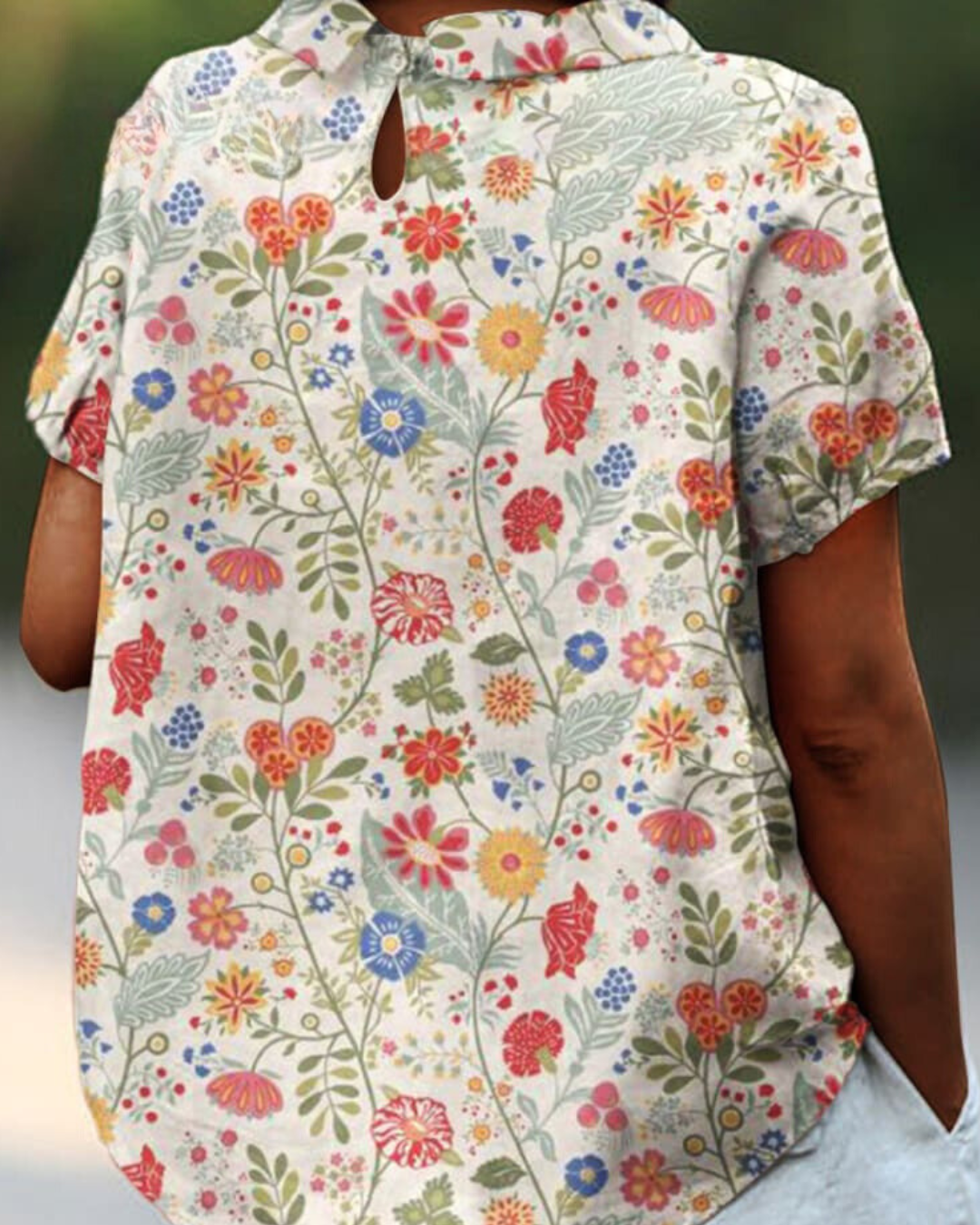 Shira - Elegante camicia da donna in lino con stampa di pesci 1