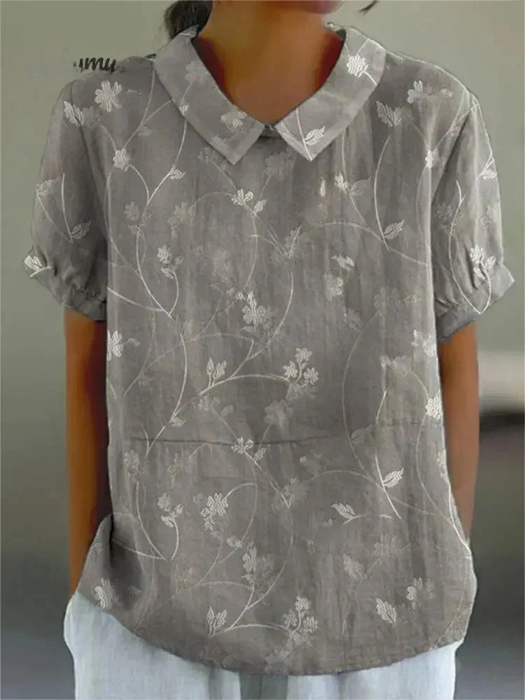 Shira - Elegante camicia da donna in lino con stampa di pesci 2