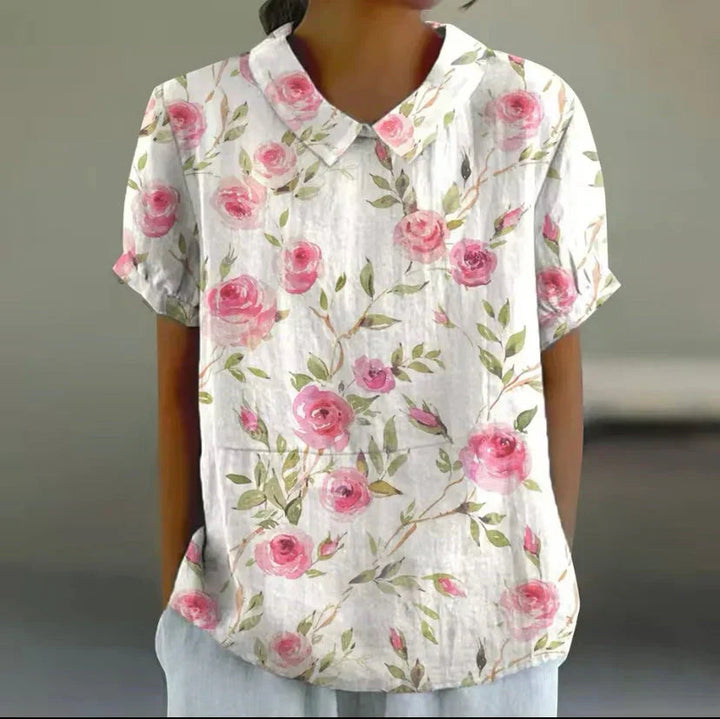 Shira - Elegante camicia da donna in lino con stampa di pesci 3