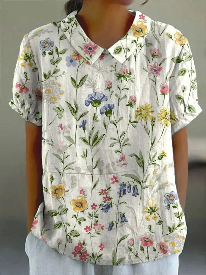 Shira - Elegante camicia da donna in lino con stampa di pesci 5