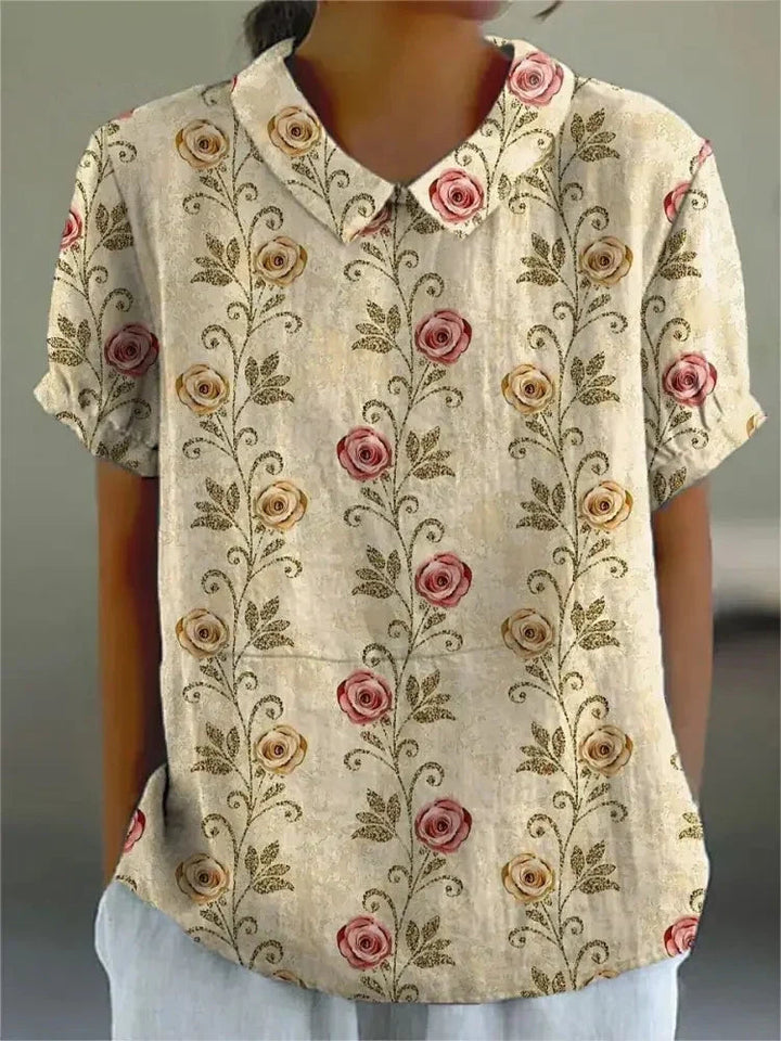 Shira - Elegante camicia da donna in lino con stampa di pesci 6