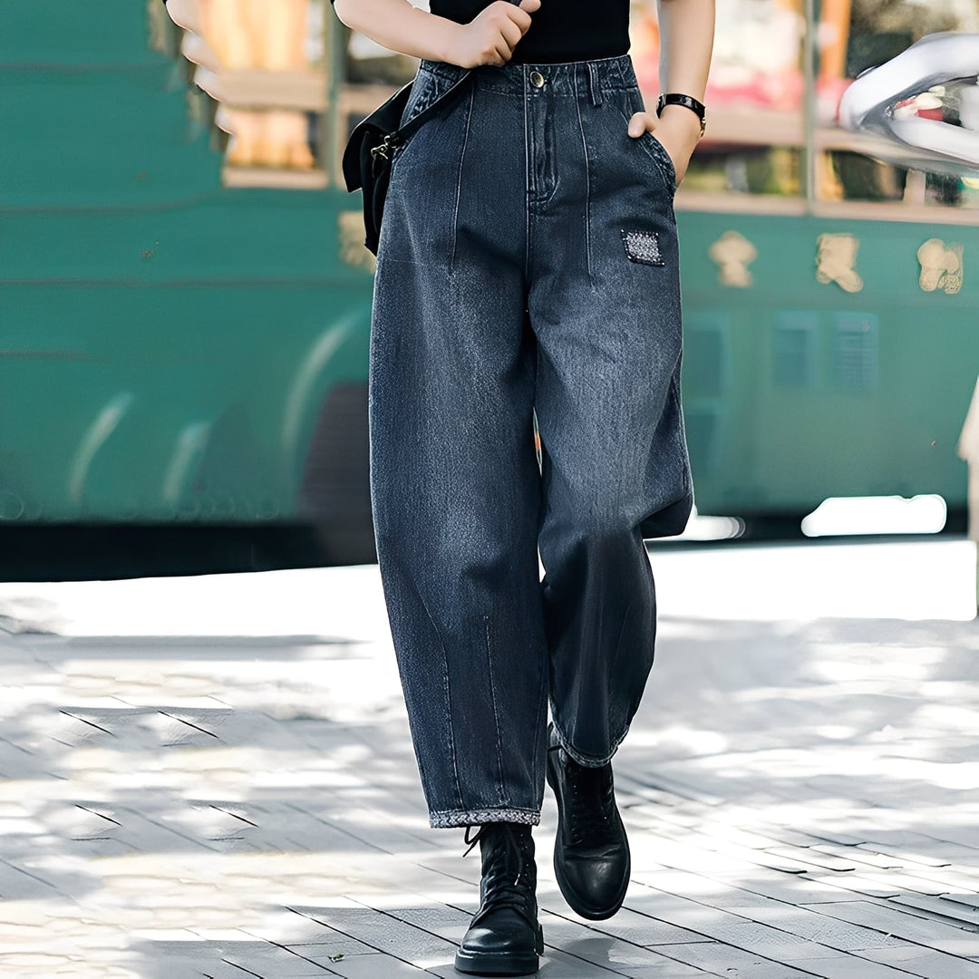 Shirlee - Eleganti pantaloni di jeans a vita alta per donne 0