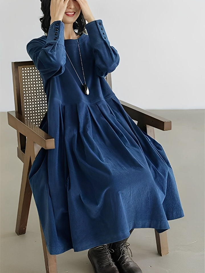 Shyanne - Abito in velluto a coste casual e comodo con tasche per donne 1