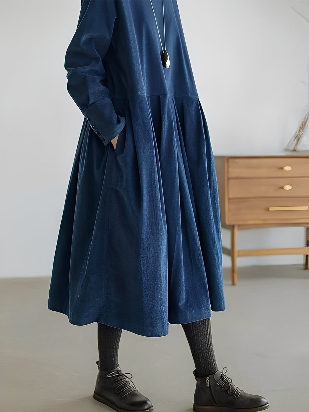 Shyanne - Abito in velluto a coste casual e comodo con tasche per donne 3