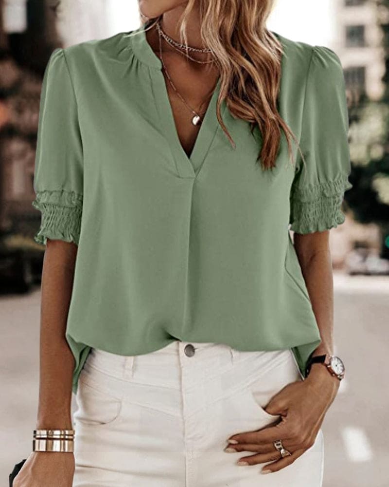 Sophia – Blusa con Scollo a V e Maniche Corte 0