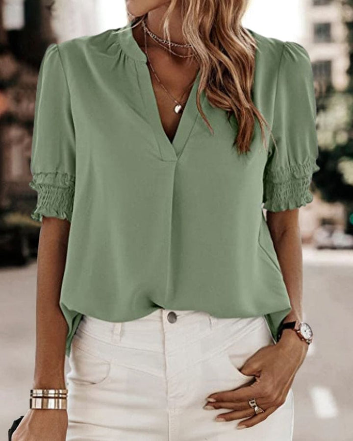 Sophia – Blusa con Scollo a V e Maniche Corte 0