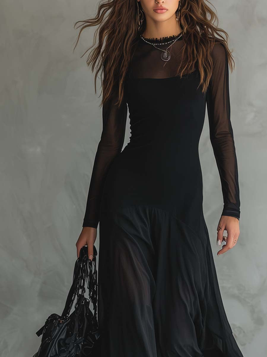 Sophie™ | Abito Lungo in Tulle Nero dal Fascino Etéreo 1