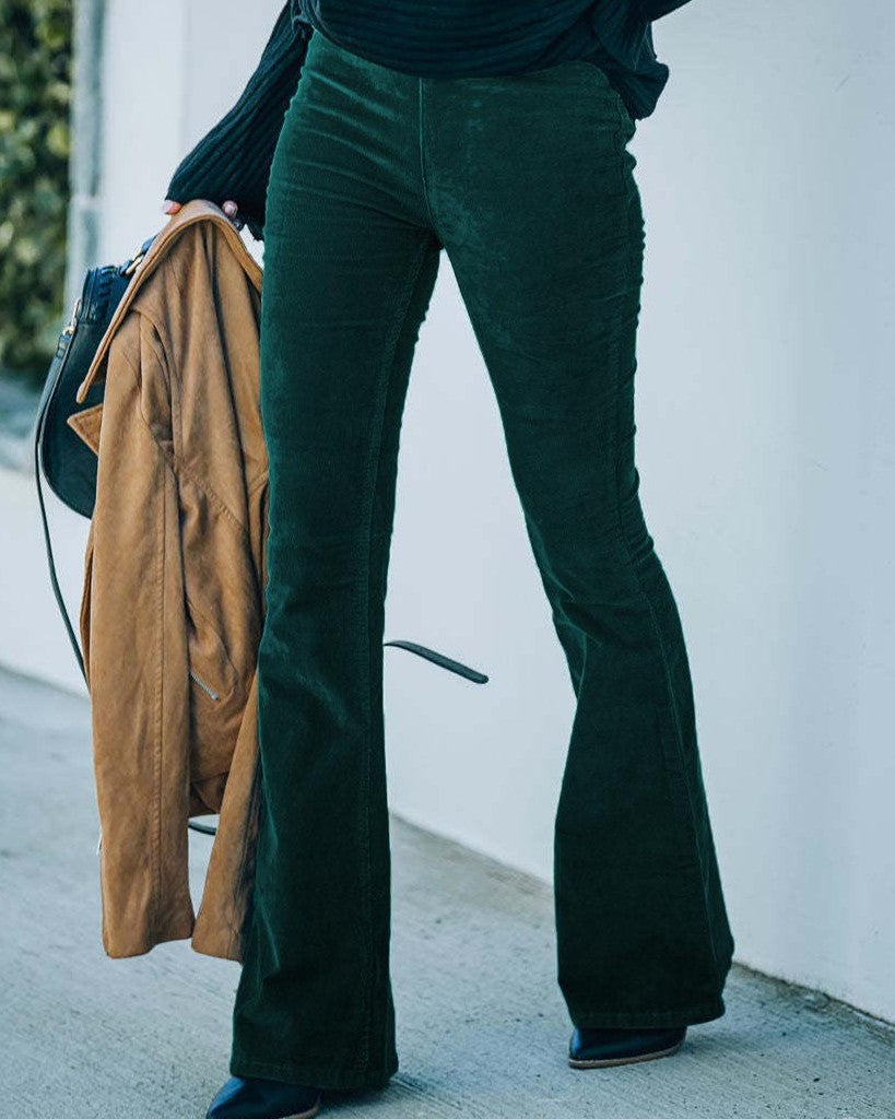 Susanne - Pantaloni a zampa in velluto a coste casual per donne 7