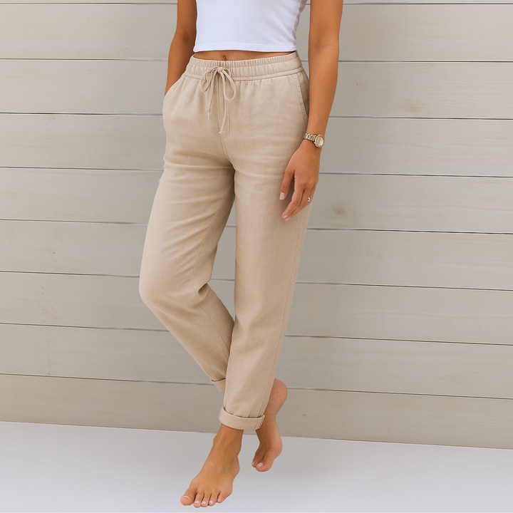 Susy - Pantaloni elasticizzati in lino traspirante di alta qualità 0