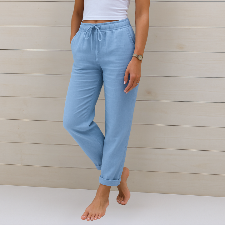 Susy - Pantaloni elasticizzati in lino traspirante di alta qualità 1