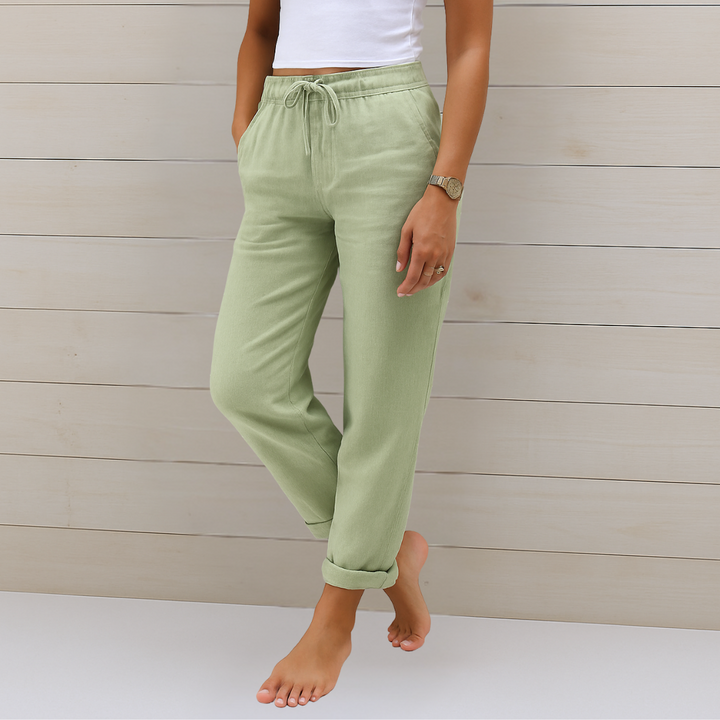 Susy - Pantaloni elasticizzati in lino traspirante di alta qualità 2