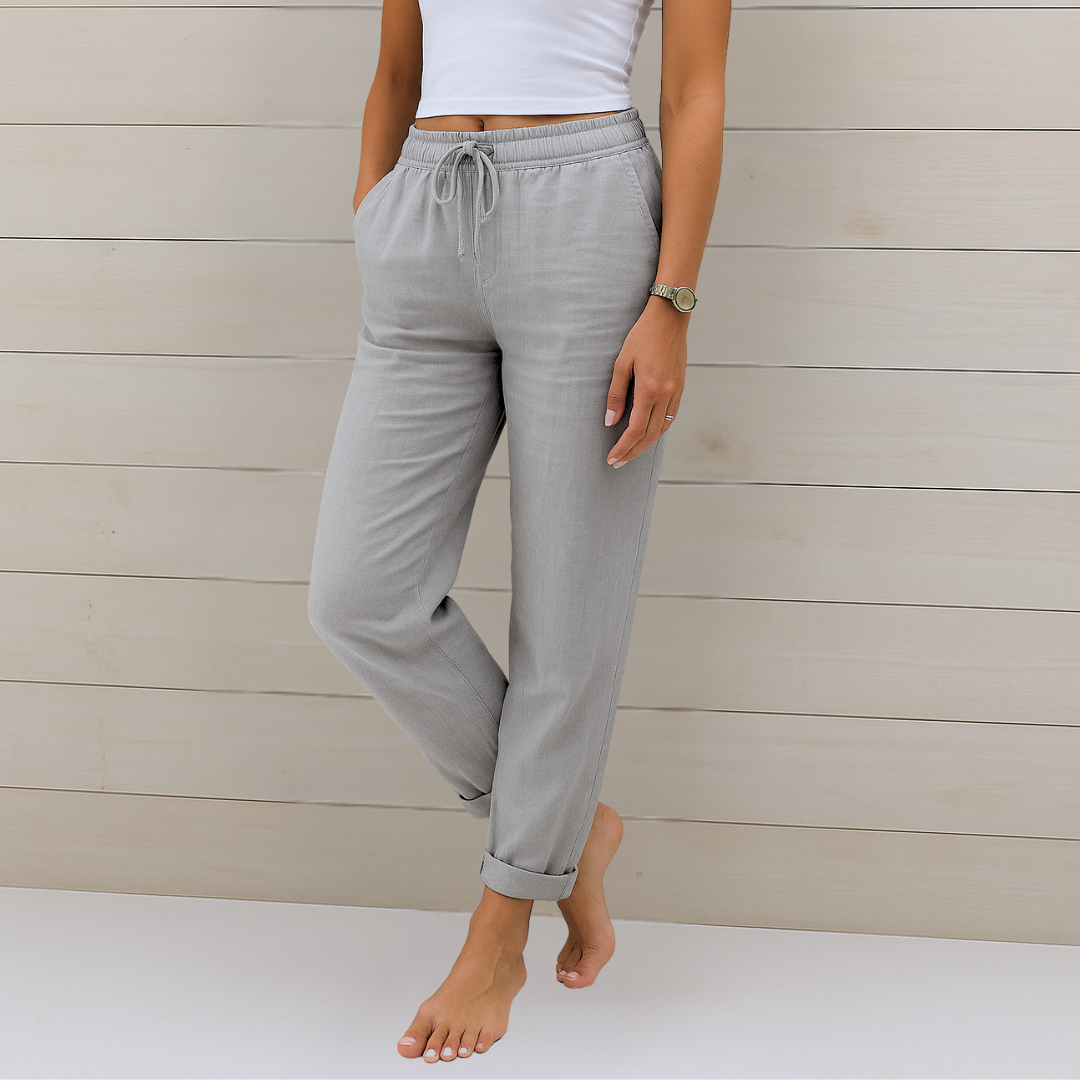 Susy - Pantaloni elasticizzati in lino traspirante di alta qualità 3