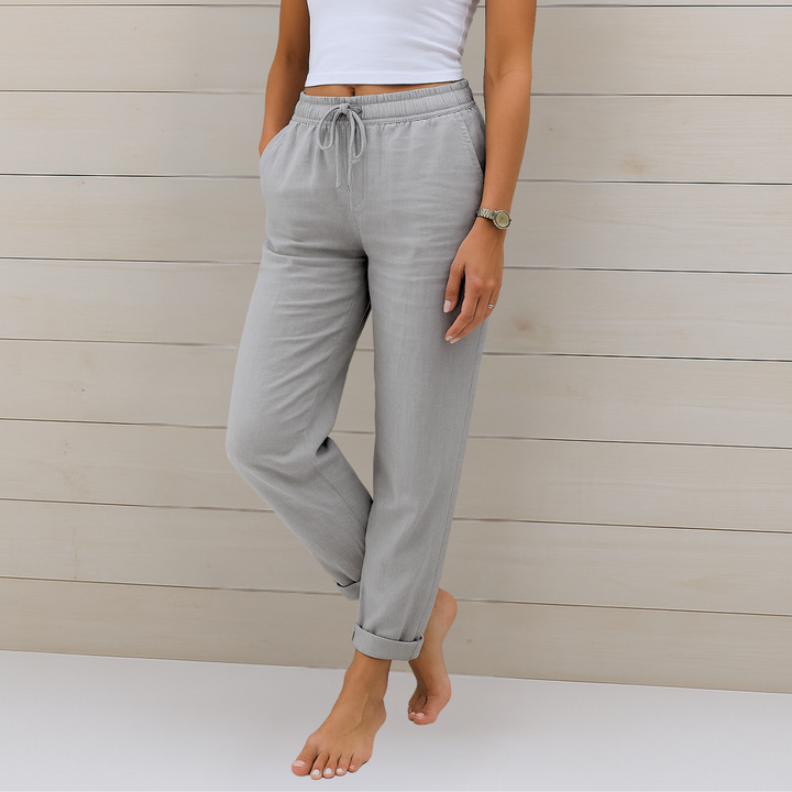 Susy - Pantaloni elasticizzati in lino traspirante di alta qualità 3