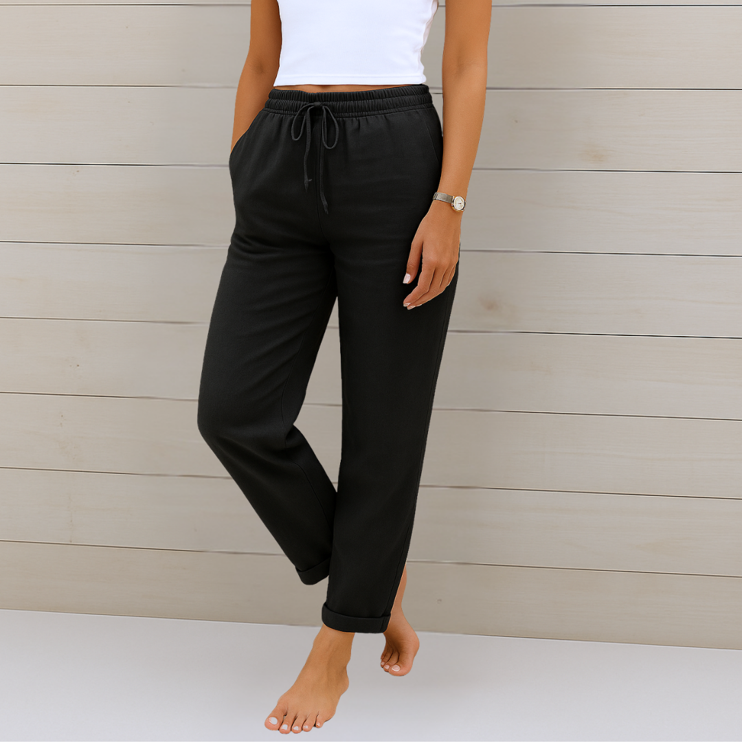 Susy - Pantaloni elasticizzati in lino traspirante di alta qualità 4