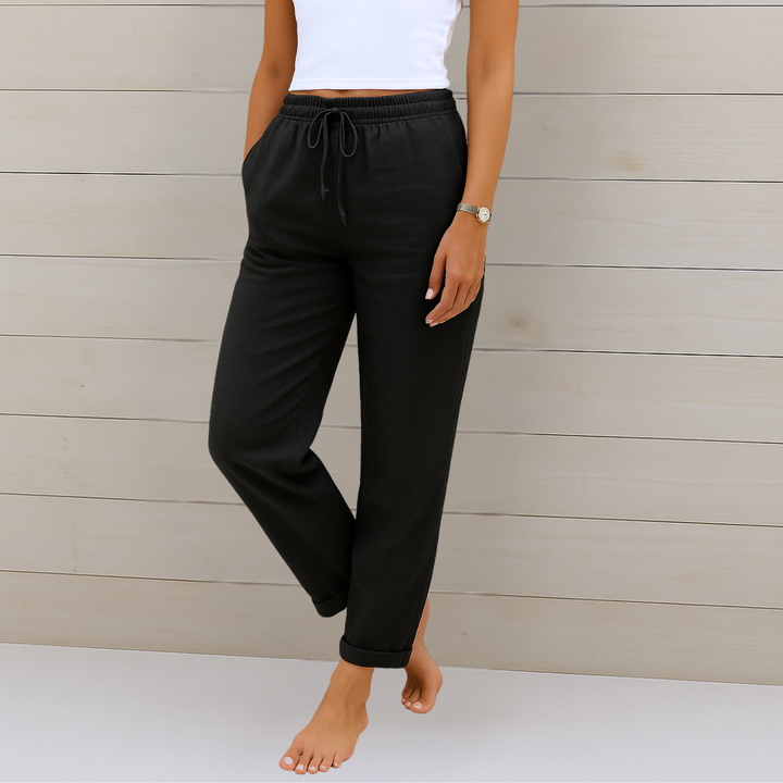 Susy - Pantaloni elasticizzati in lino traspirante di alta qualità 4