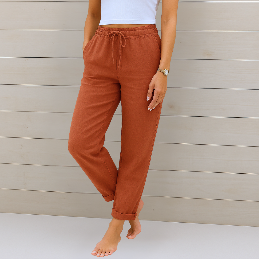 Susy - Pantaloni elasticizzati in lino traspirante di alta qualità 5