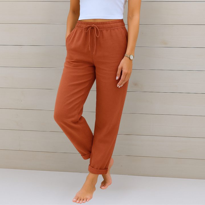 Susy - Pantaloni elasticizzati in lino traspirante di alta qualità 5