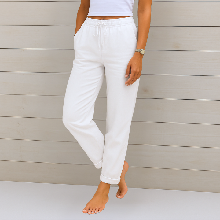 Susy - Pantaloni elasticizzati in lino traspirante di alta qualità 6