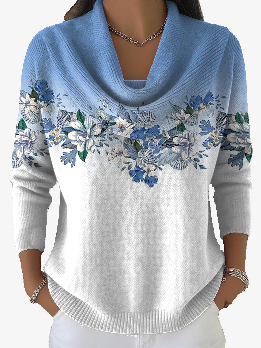 Tasnime | Maglione floreale sfumato con collo morbido 0