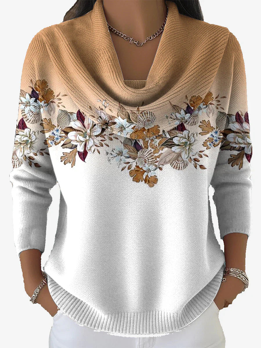 Tasnime | Maglione floreale sfumato con collo morbido 2