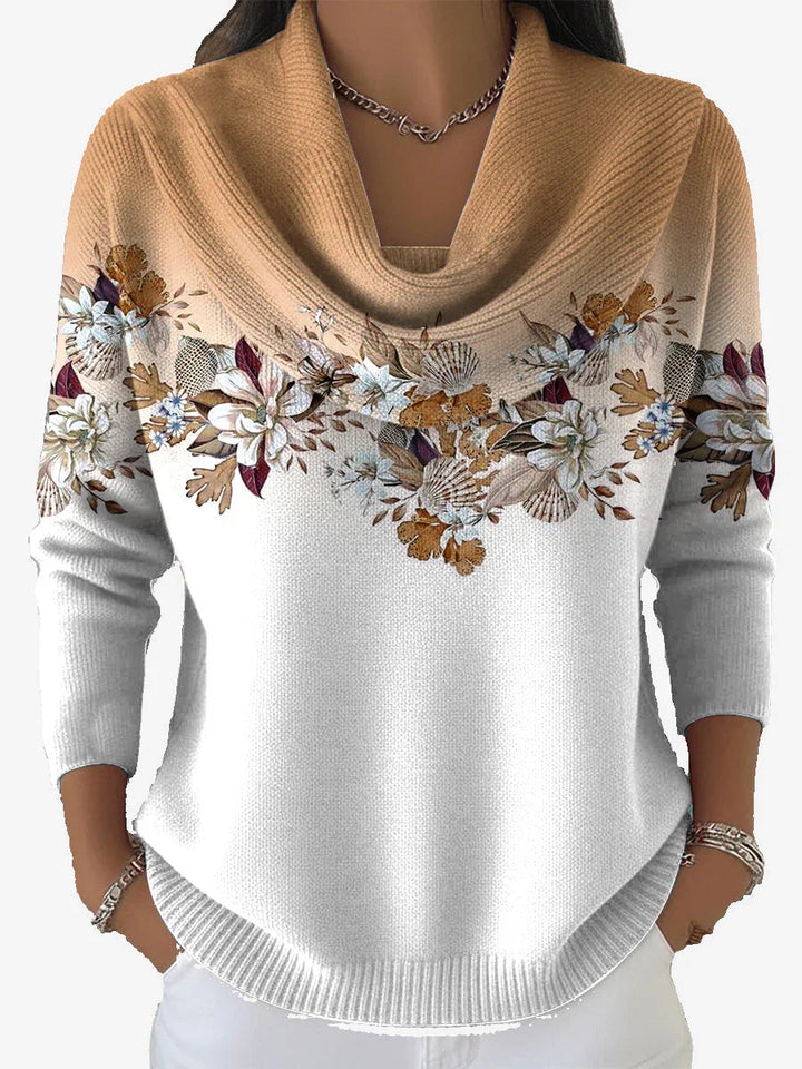 Tasnime | Maglione floreale sfumato con collo morbido 2
