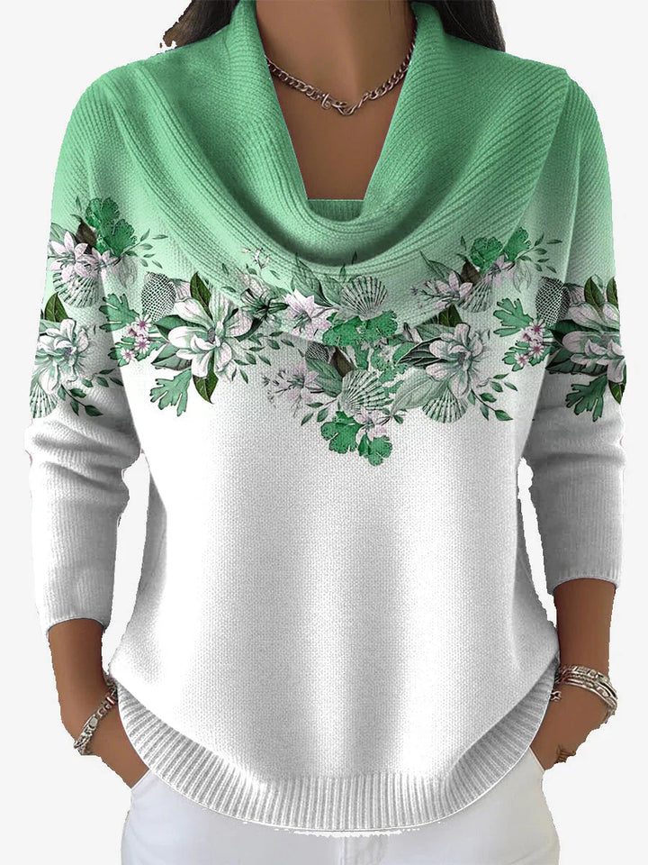 Tasnime | Maglione floreale sfumato con collo morbido 3
