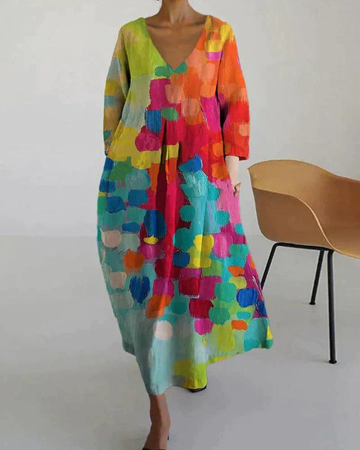 Tatiana - Abito colorato con scollo a V e stampa 1