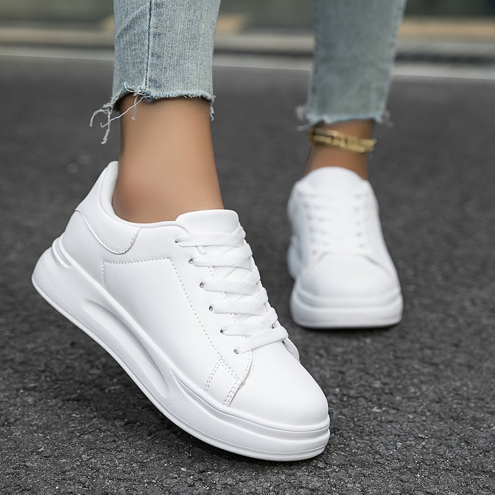 Techno - Bianche Sneaker in Pelle Donna Look Pulito 0