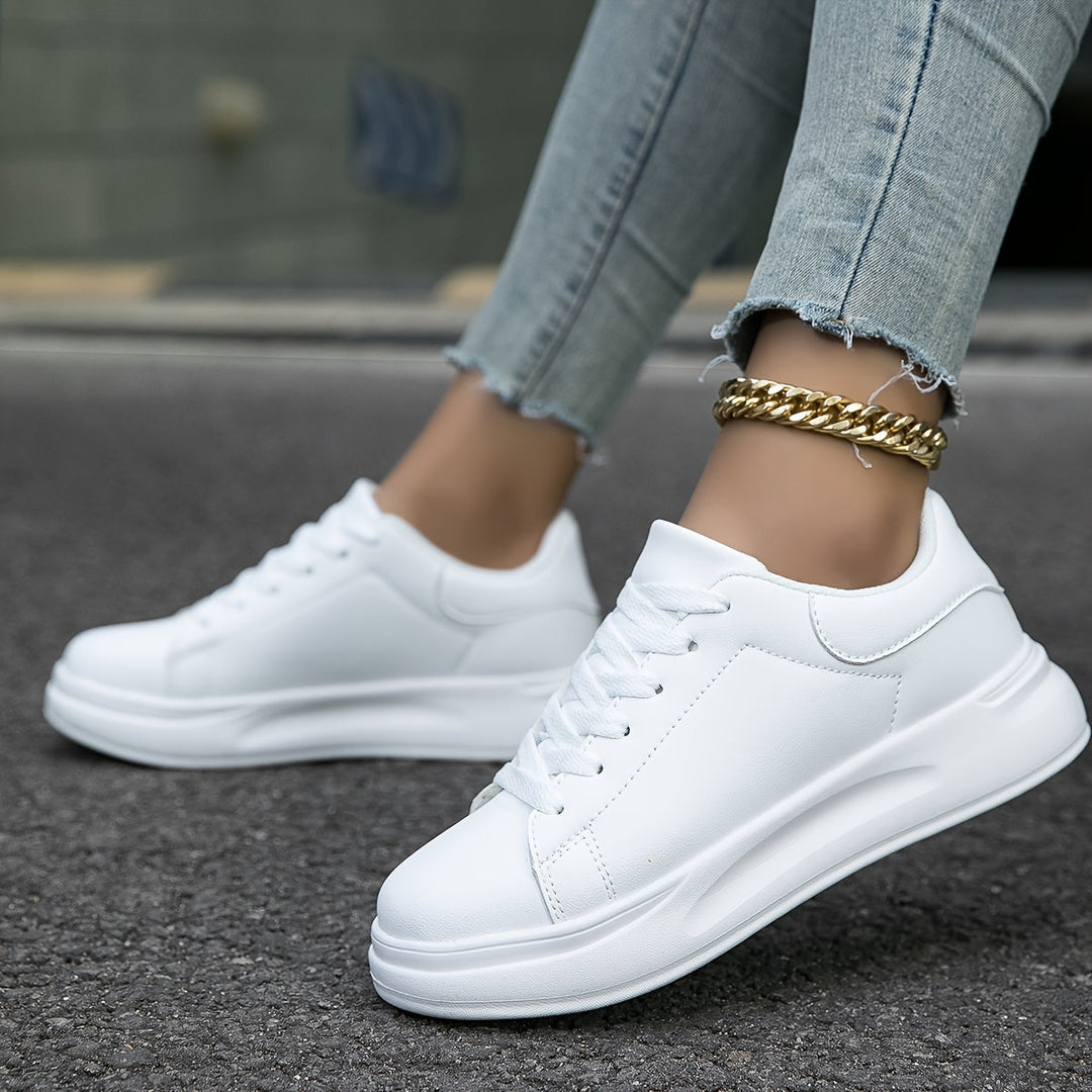 Techno - Bianche Sneaker in Pelle Donna Look Pulito 2