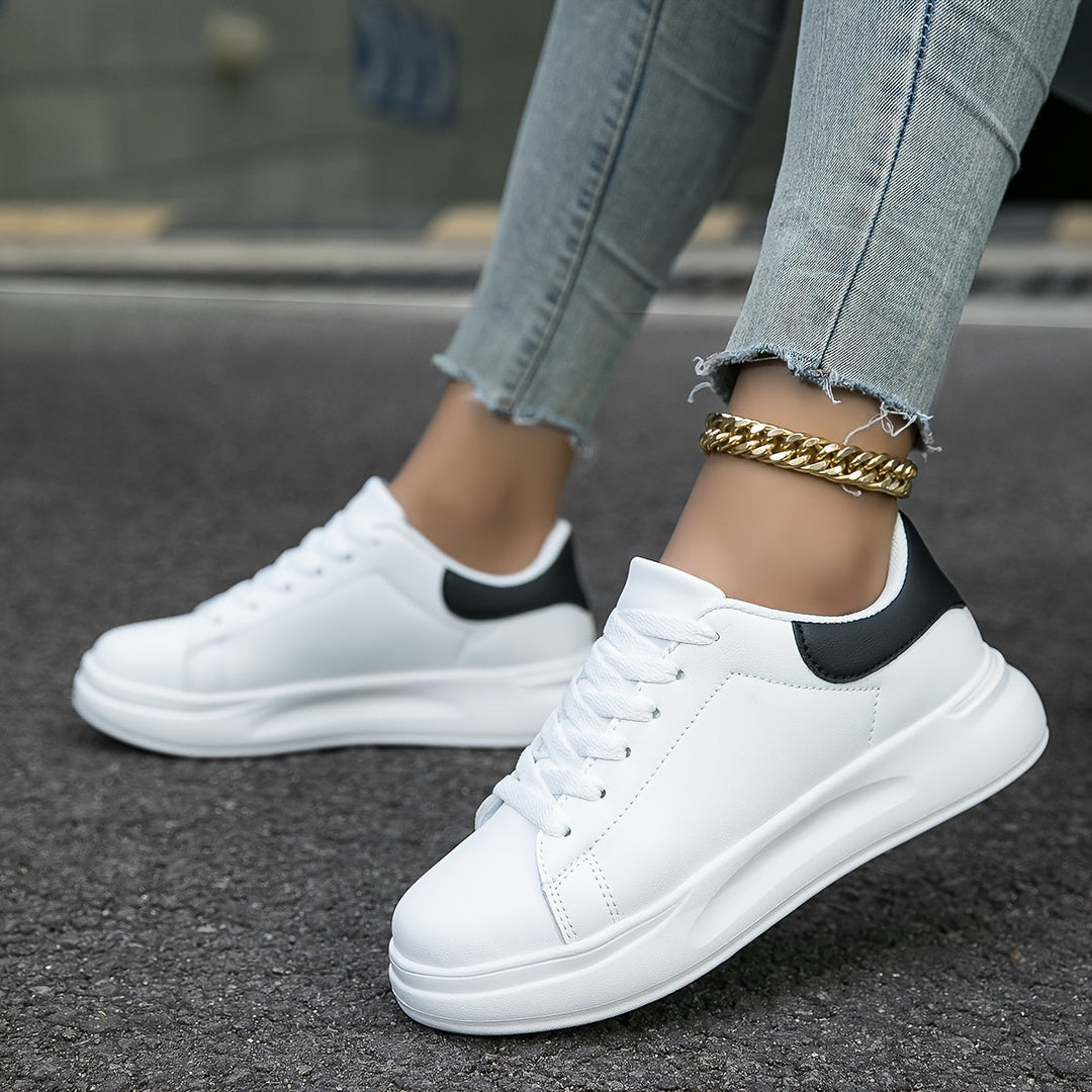 Techno - Bianche Sneaker in Pelle Donna Look Pulito 3