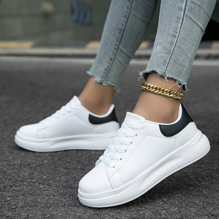Techno - Bianche Sneaker in Pelle Donna Look Pulito 3