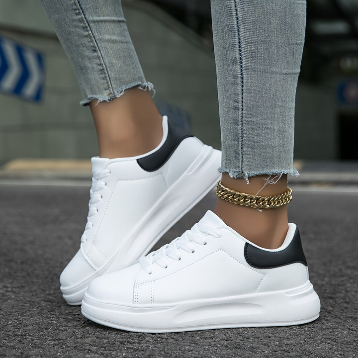 Techno - Bianche Sneaker in Pelle Donna Look Pulito 5