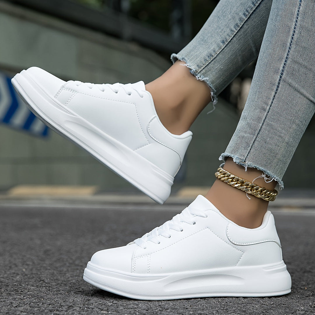 Techno - Bianche Sneaker in Pelle Donna Look Pulito 6