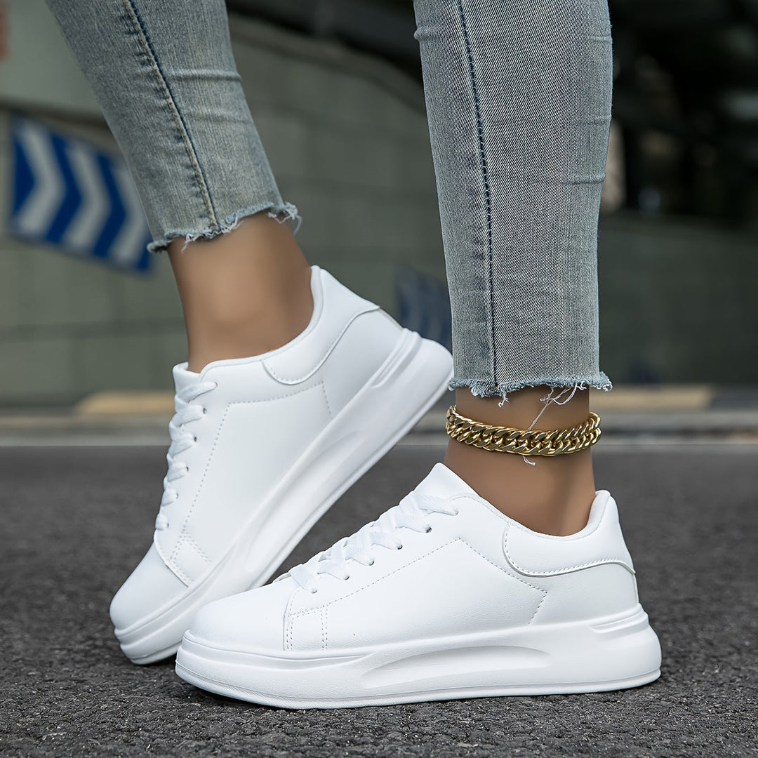 Techno - Bianche Sneaker in Pelle Donna Look Pulito 7
