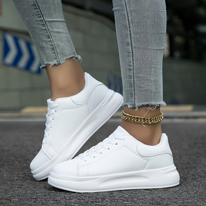 Techno - Bianche Sneaker in Pelle Donna Look Pulito 7