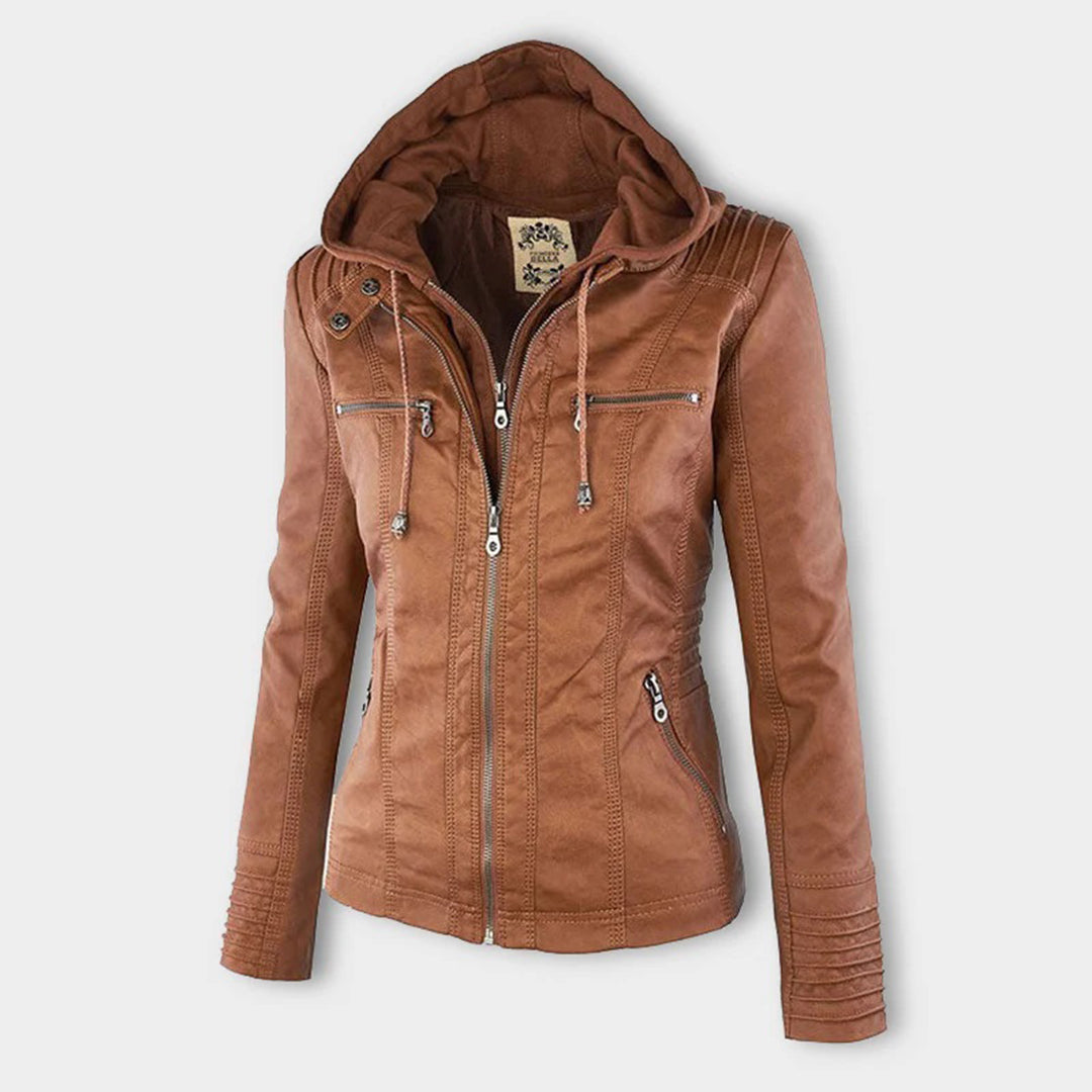 Valentina | Giacca moderna in pelle con cappuccio 0