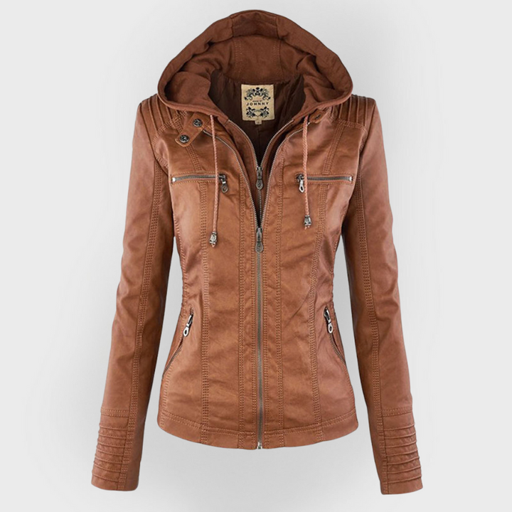 Valentina | Giacca moderna in pelle con cappuccio 1