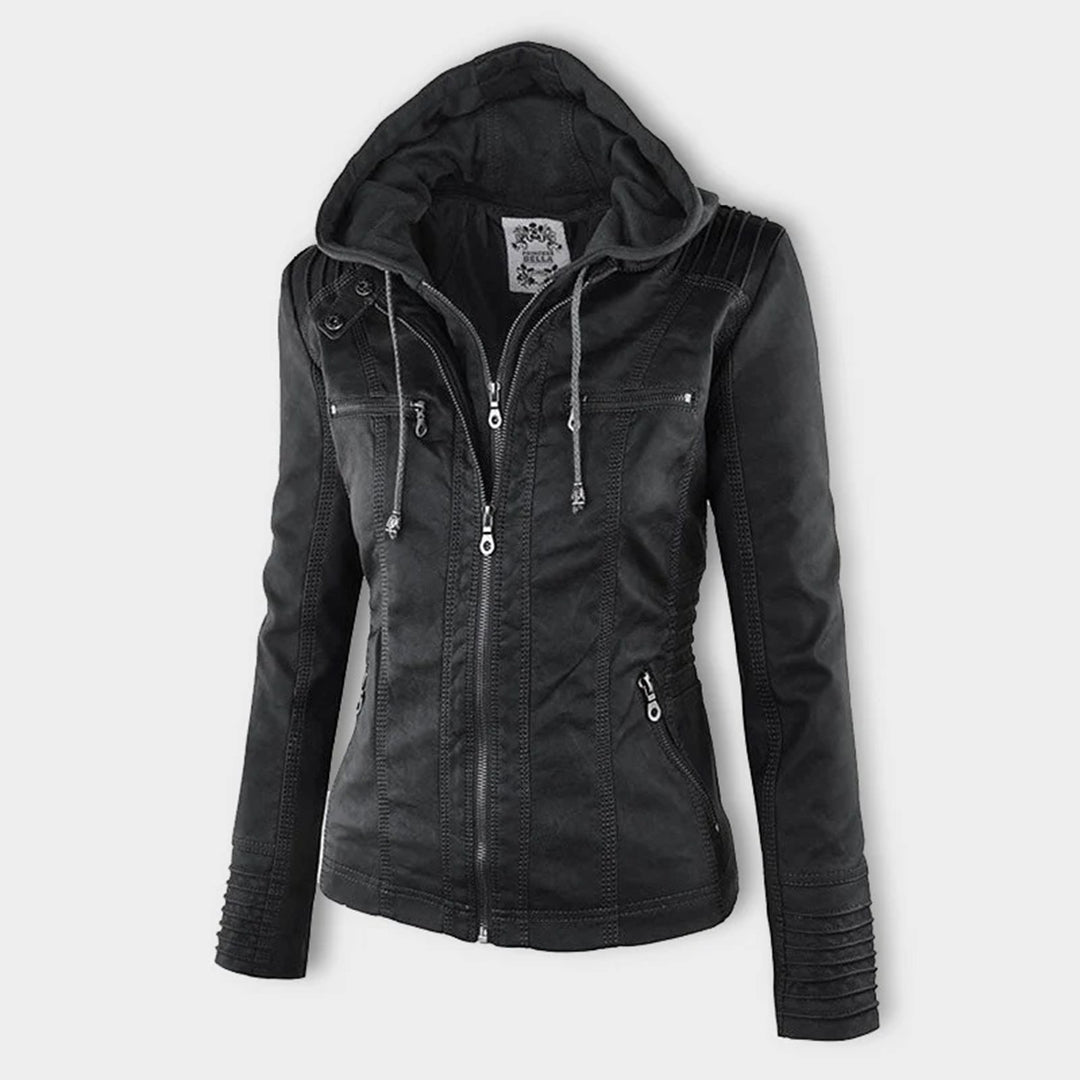 Valentina | Giacca moderna in pelle con cappuccio 3