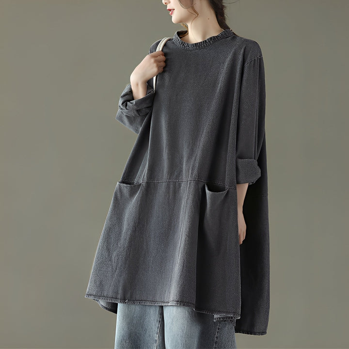 Valerie - Abito maxi casual in denim con tasche per donne 0