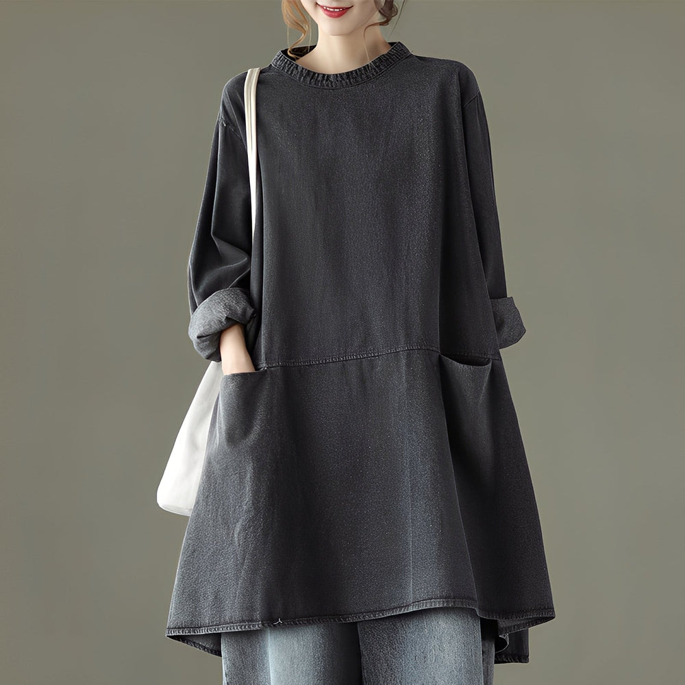 Valerie - Abito maxi casual in denim con tasche per donne 1